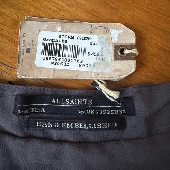 All Saints Hand Beaded Skirt Size 2 NEW! - Picture 4 of 4